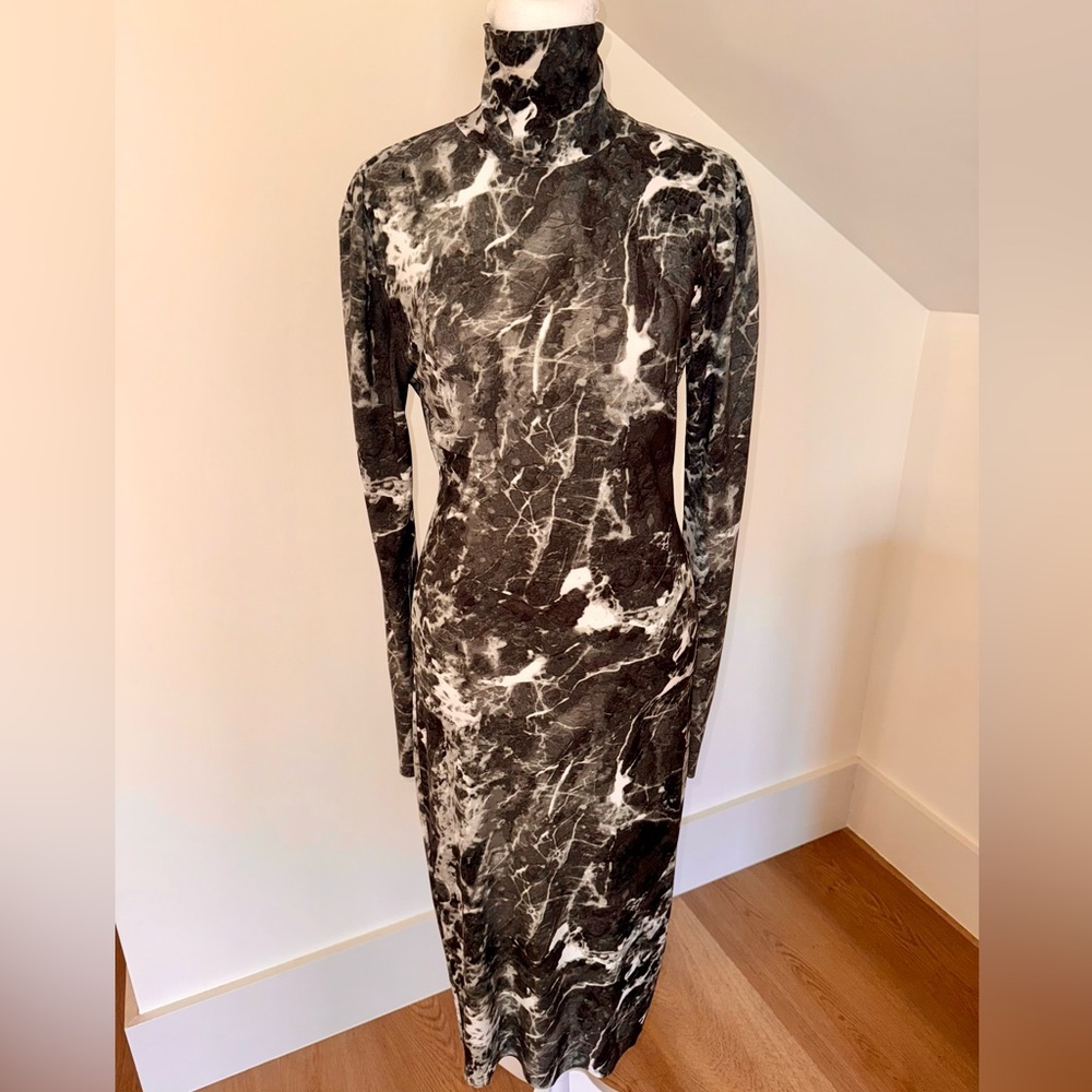 Norma Kamali Black and White Long Sleeve Bodycon Dress